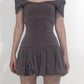 Brown Vintage Y2K Folds Slim Summer Mini Dress for Women Round Neck Dress The Clothing Company Sydney