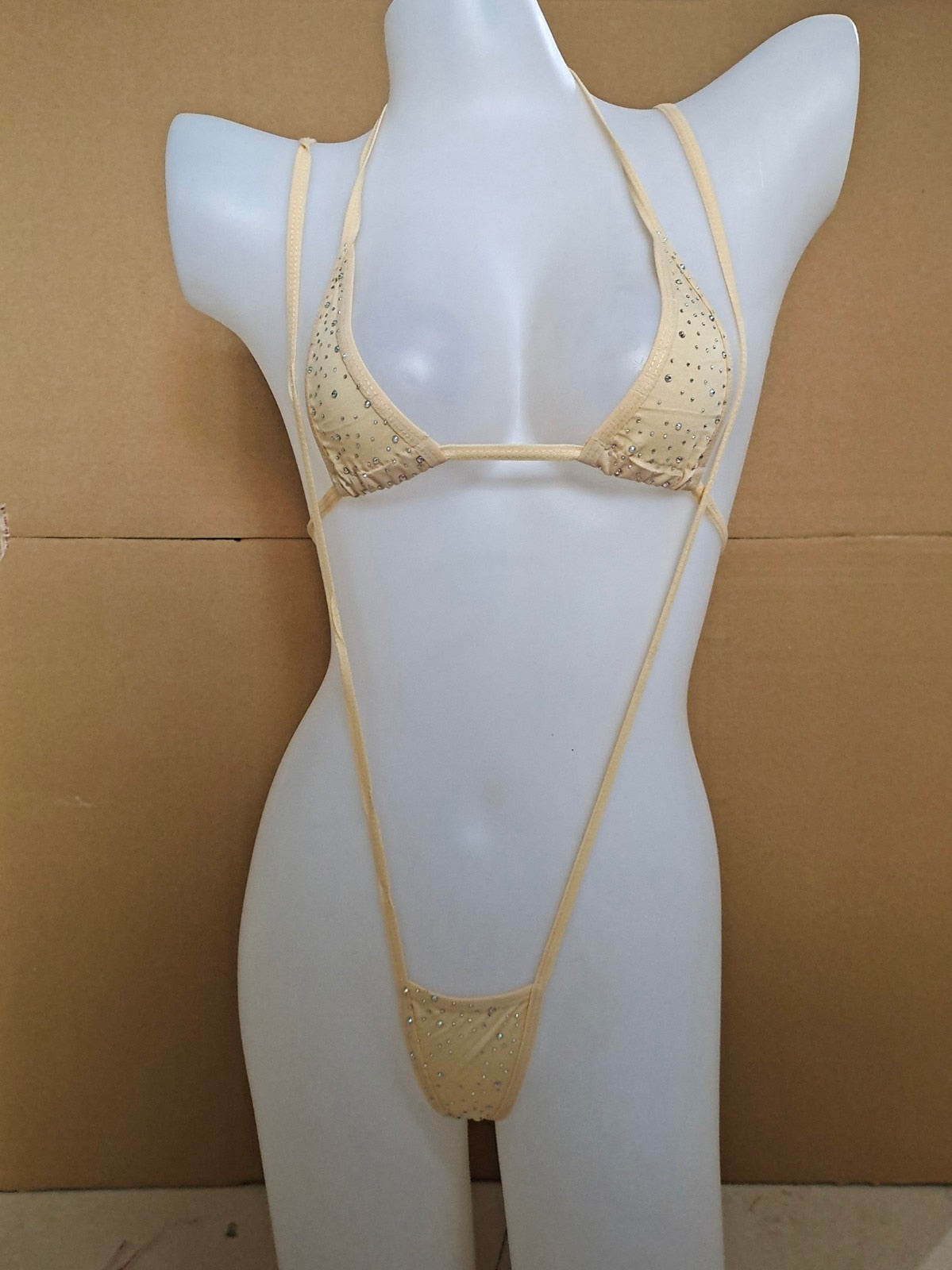 Micro Bikini Swimsuit High Leg Crystal Swimwear 2 Pieces Halter Thong String Bikini Set The Clothing Company Sydney