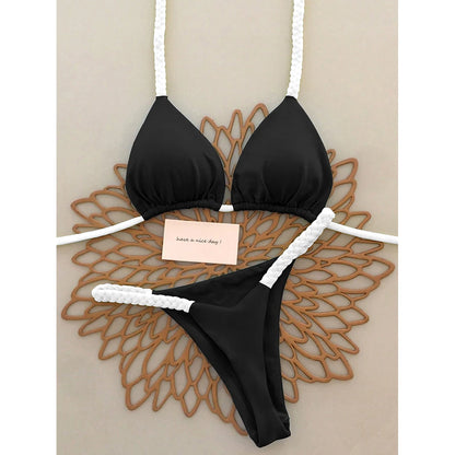 2 Piece Micro Bikini Push Up Brazilian Bikini Set Thong Solid Swimsuit Summer Beachwear Swimwear