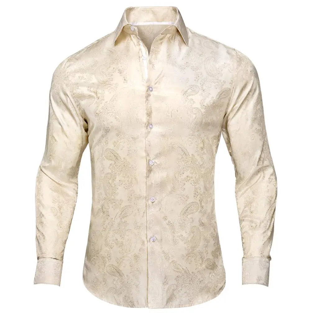 Sky Blue Mens Shirts Spring Autumn Paisley  Long Sleeve Lapel Shirt Business Party Wedding Dress Shirt The Clothing Company Sydney