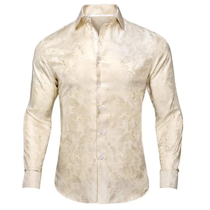 Sky Blue Mens Shirts Spring Autumn Paisley  Long Sleeve Lapel Shirt Business Party Wedding Dress Shirt The Clothing Company Sydney