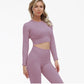 2 Piece Set Women Ribbed Seamless Long Sleeve Yoga Sets Workout Women's High Waist Sports Legging Long Sleeve Top The Clothing Company Sydney