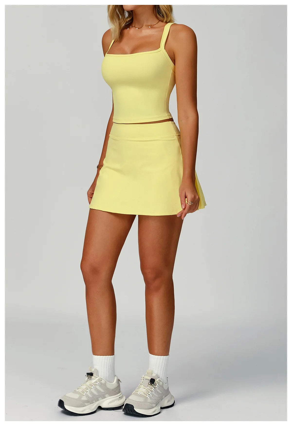 Women's Yoga Matching Set 2 Piece Sport Bra High Waist Sports Short Skirt Gym Fitness Sleeveless Workout Suit Sportswear