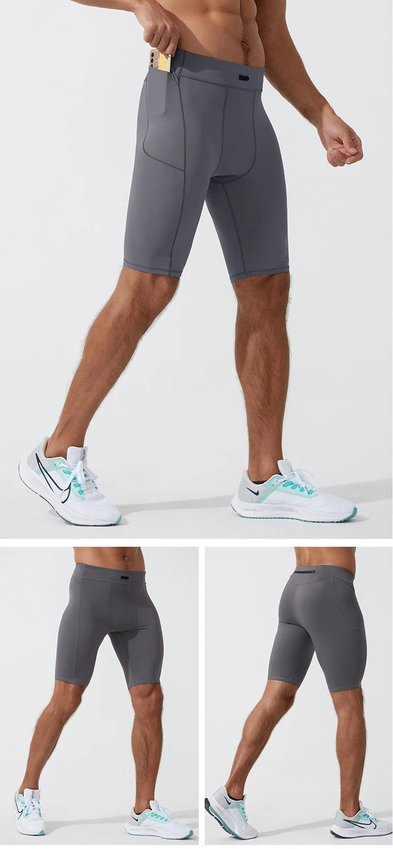 Men's Compression Quick Dry Bodybuilding Tights Fitness Leggings Elastic Waist Sport Bottoms Gym Running Shorts