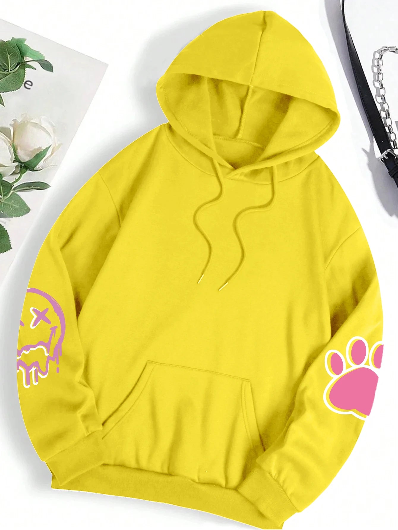 Hip Hop Street Casual Printed Female Hoodie Oversize Loose Sweatshirts Autumn Warm Fleece Clothing Top