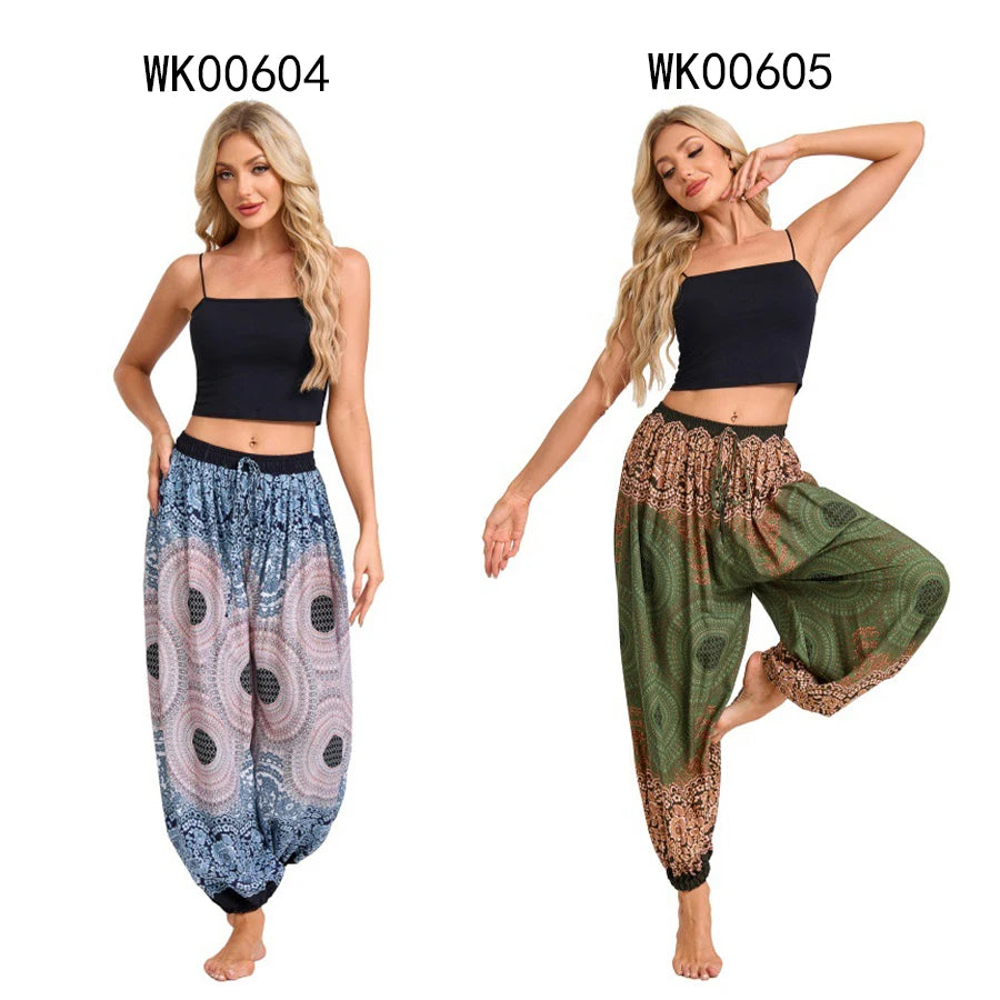 Boho Yoga Pants Women Hippie Harem Printed Dye High Waist Beach Wear The Clothing Company Sydney