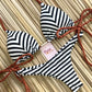 2 Piece Striped Bikini Set Knotted Swimsuit Women Biquinis Beach SThong Swimwear Bandage Brazilian Mirco Bikini Set The Clothing Company Sydney