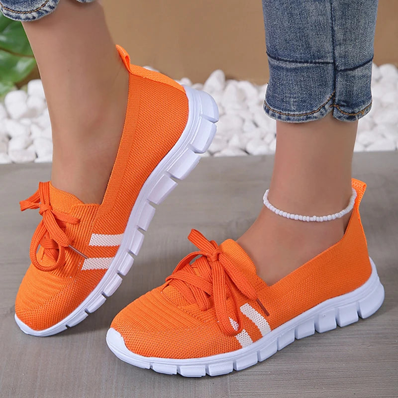 Mesh Breathable Soft Sole Sneakers Lightweight Non-Slip Running Walking Casual Lace Up Flats Shoes