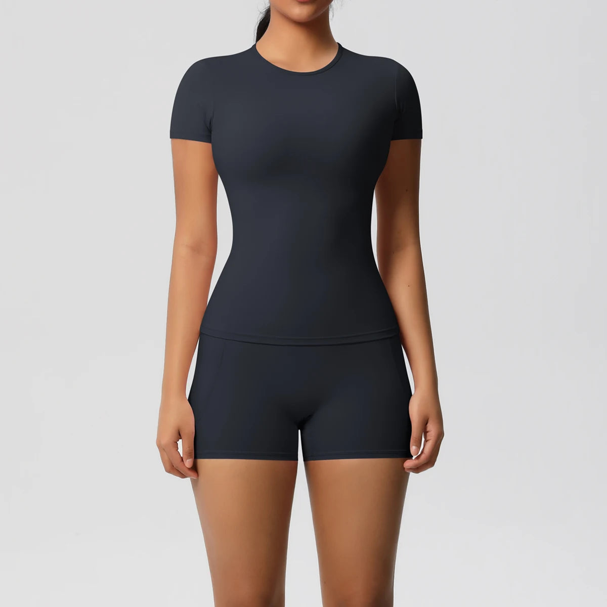 Workout Sportswear 2 Piece Piece Female Yoga Shirt Push Up Workout Clothes Outdoors Sport  High Waist  Fitness Sport Shorts