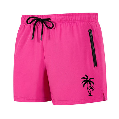 Men's Palm Tree Print Board Shorts Summer Casual Beach Mesh Liner Zipper Pockets Quick Dry Swim Trunks Swimwear The Clothing Company Sydney