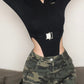 Streetwear Zipper Skinny Black Women Bodysuits Top Buckle Turtleneck Autumn Body Fashion Motorcycle One Piece Bodysuit The Clothing Company Sydney