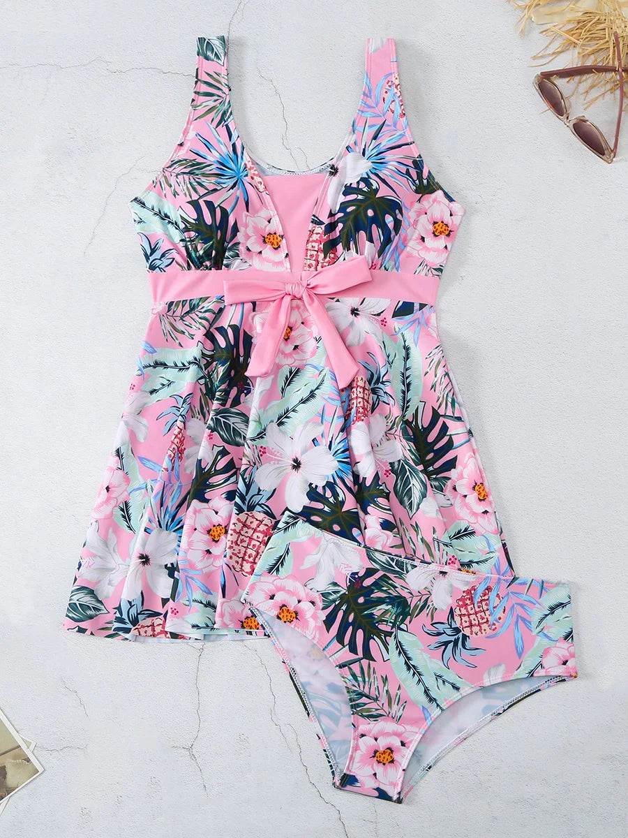 Floral Tankini Set 2 Piece Women Swimsuit High Waist Swimwear Bathers Bathing Swimming Suit Summer Beachwear