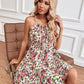 Floral Print Short Dress Women Summer Backless Beach Sundress Casual Sleeveless Lace-up Dresses