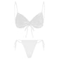 Womens Bikini Set Bathing Suit Pad Free Bra Top with High Cut Thong Briefs Side Tie Tying 2 Piece Swimwear Pool Beach Wear