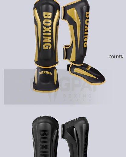 Muay Thai shin guards with foot and back protection by The Clothing Company Sydney