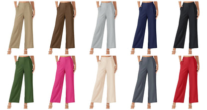 High Waisted Fashion Wide Leg Trousers Womens Loose Casual Lightweight Soft Button Closure 2 Pockets Pants The Clothing Company Sydney