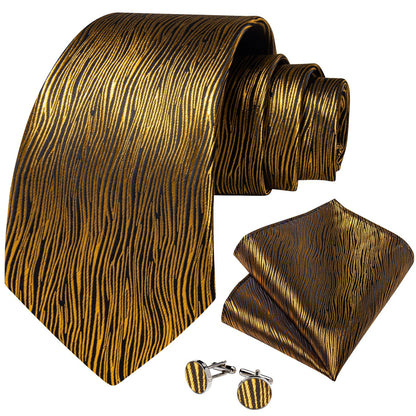 Luxury Black & Gold Paisley Silk Tie Set – Men's Necktie, Pocket Square & Cufflinks Gift The Clothing Company Sydney