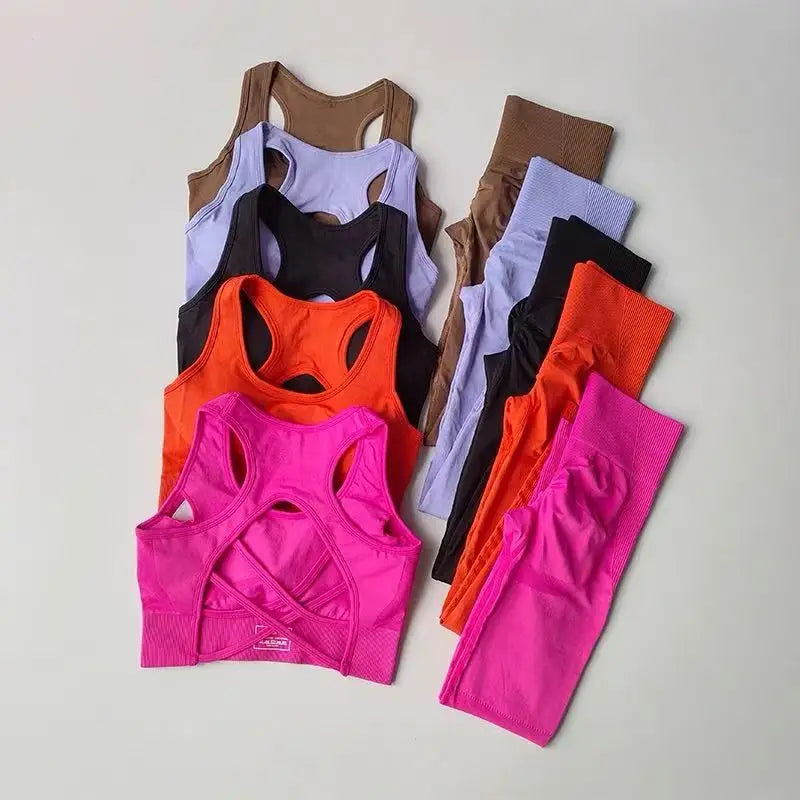 2 Piece Sports Bra Women's Matching Set Fitness Tank Top Bra Shockproof Running Leggings Yoga Suit Criss Cross Back Bra Clothing