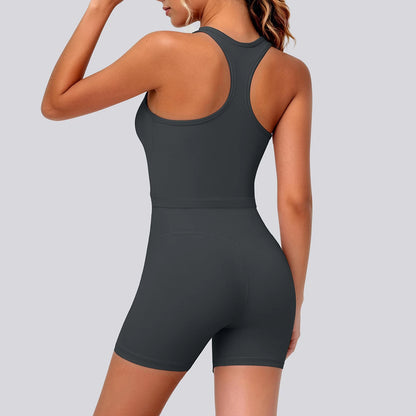 2 Piece Women's Breathable Workout Top I-shaped Vest  Push Up Quick-Dry Summer Yoga Shorts Matching Set
