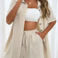 Casual Loose Single-breasted Top And Drawstring Shorts Set Fashion Ladies Suits Summer 2 Piece Set  Matching Outfits