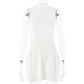 Knitted Round Neck Pleated Women's White Sleeveless High Waist Summer Casual Sporty Dress The Clothing Company Sydney