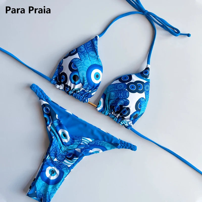 2 Piece Halter Micro Bikini Thong Swimsuit Women's Swimwear Bandage Brazilian Bathing Suit