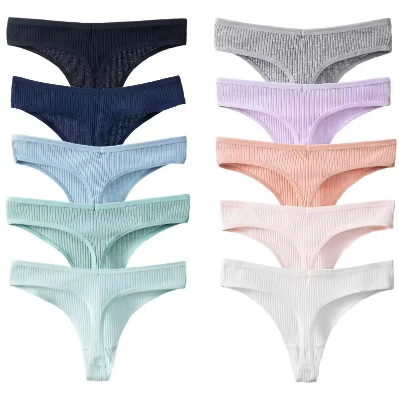 10 Piece Women's Panties Cotton Striped Underwear Sports Thongs Lingerie Soft Comfortable G-Strings Hot T-Backs The Clothing Company Sydney