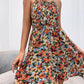 Floral Print Short Dress Women Summer Backless Beach Sundress Casual Sleeveless Lace-up Dresses