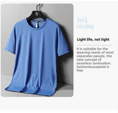 Ice Silk T-Shirts Men Plus Size Tshirt Tee Shirt Breathable Running Top