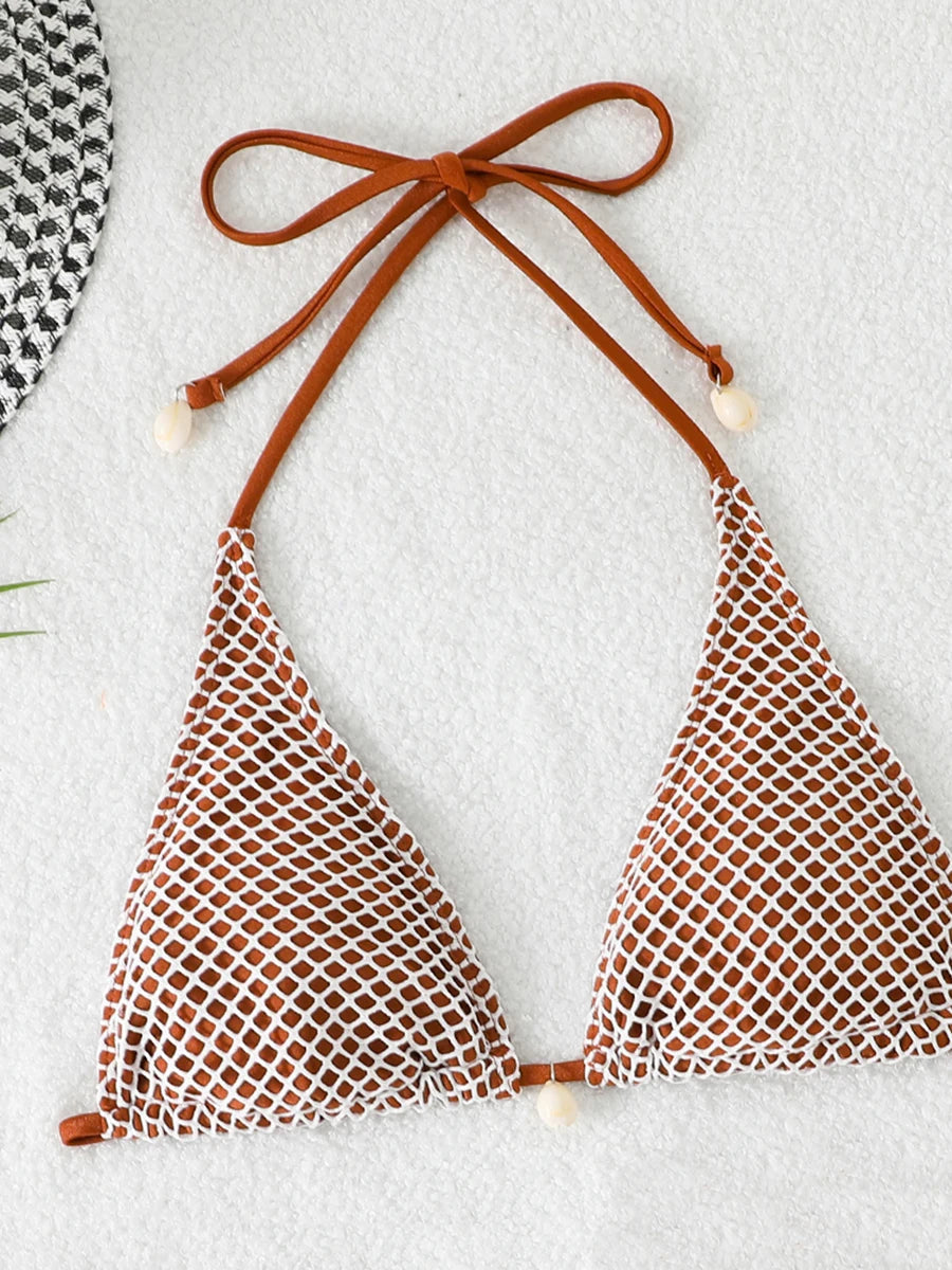2 Piece Halter String Triangle Bikini Swimwear Mesh Swimsuit Solid Bathers Bathing Swimming Swim Suit Beachwear The Clothing Company Sydney