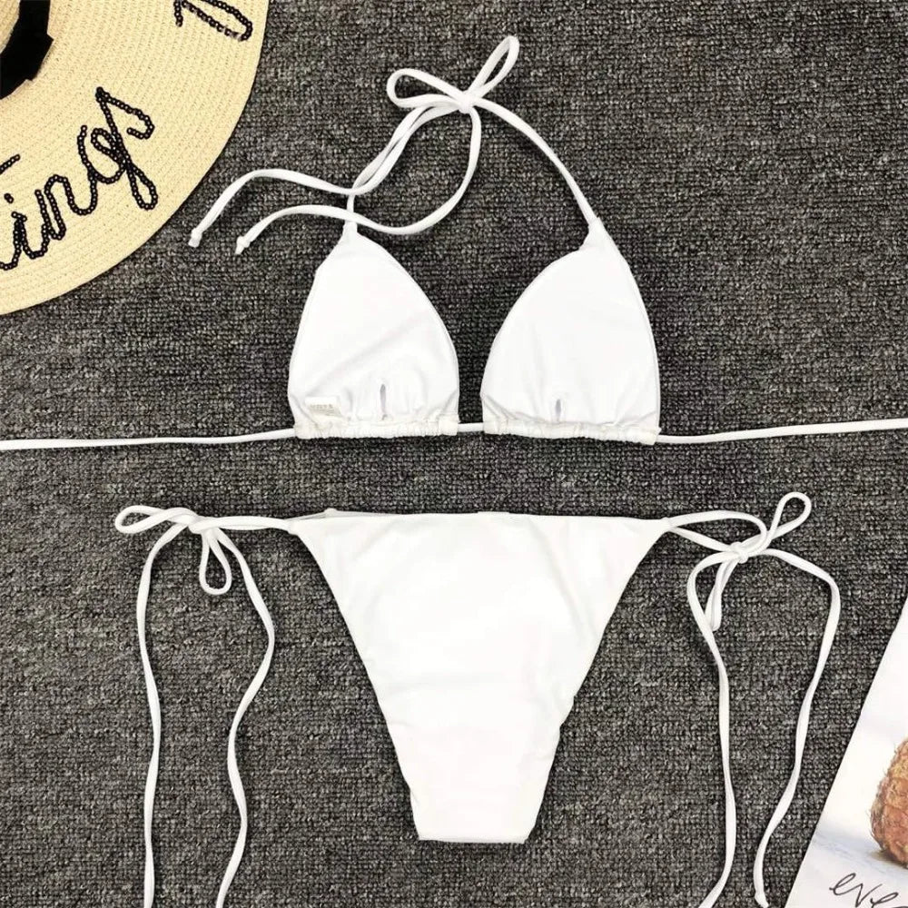 Neon Pink Brazilian Bikini Women Swimwear Halter Swimsuit Two piece Bikini set Bather Bathing Suit The Clothing Company Sydney