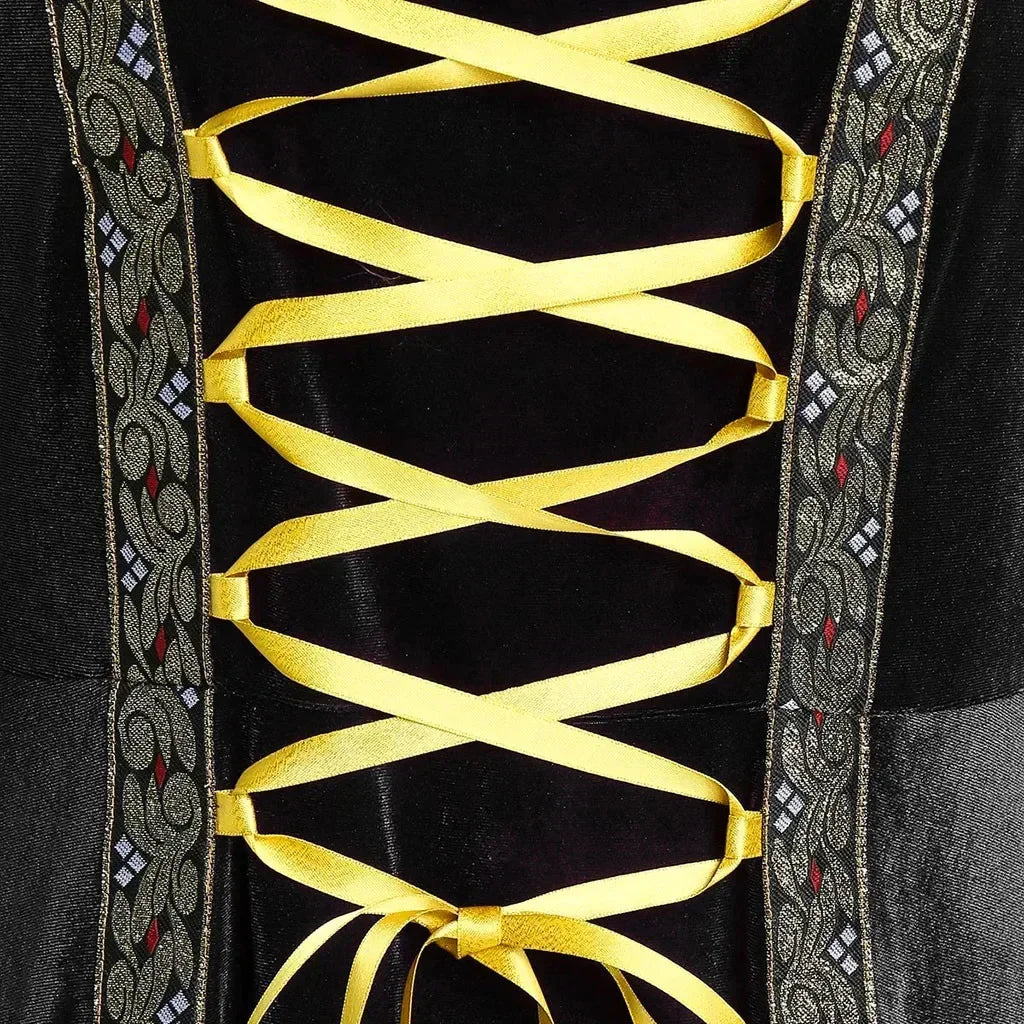 Halloween Costume Long Sleeve Medieval Cosplay Vintage Vampire Witch Victorian Gothic Bandage Dress