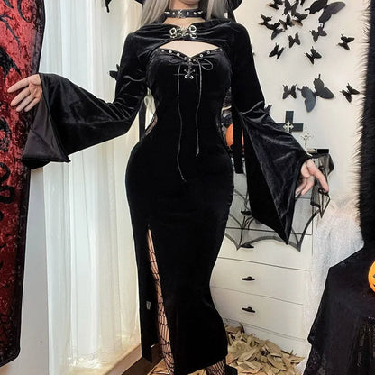 Women's Halloween Costume Batwing Sleeve Black Gothic Dress The Clothing Company Sydney