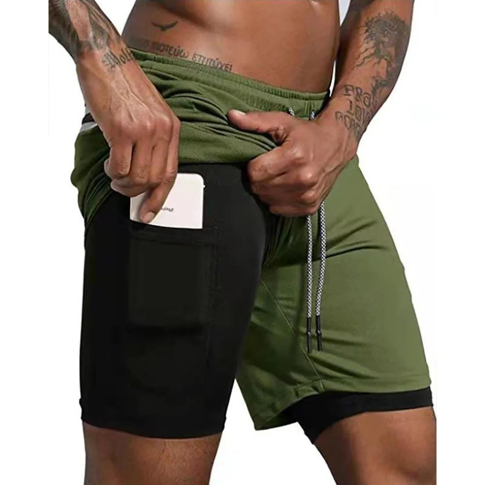 Men’s 2-in-1 Running Shorts – Double-Layer Gym Training & Beach Sportswear The Clothing Company Sydney