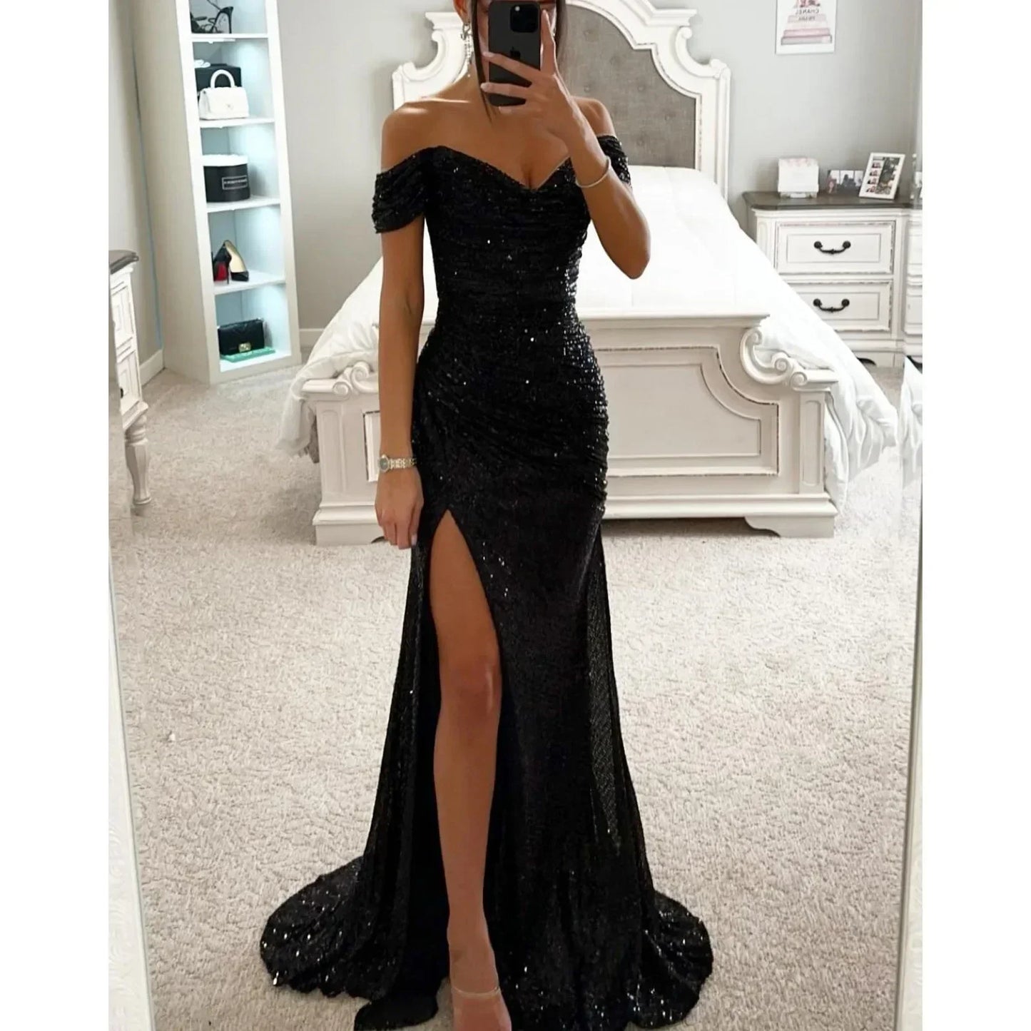 Women's Evening Dress Sequined Trumpet Long Dresses Female Elegant Fashion Bling Club Party Dress The Clothing Company Sydney