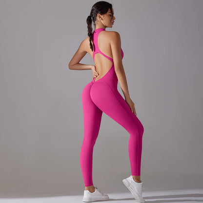 Hollow Backless Scrunch Sporty Scrunch Woman Gym Set One Piece Sport Suit Sleeveless Zip Yoga Fitness Overall Jumpsuit Activewear The Clothing Company Sydney