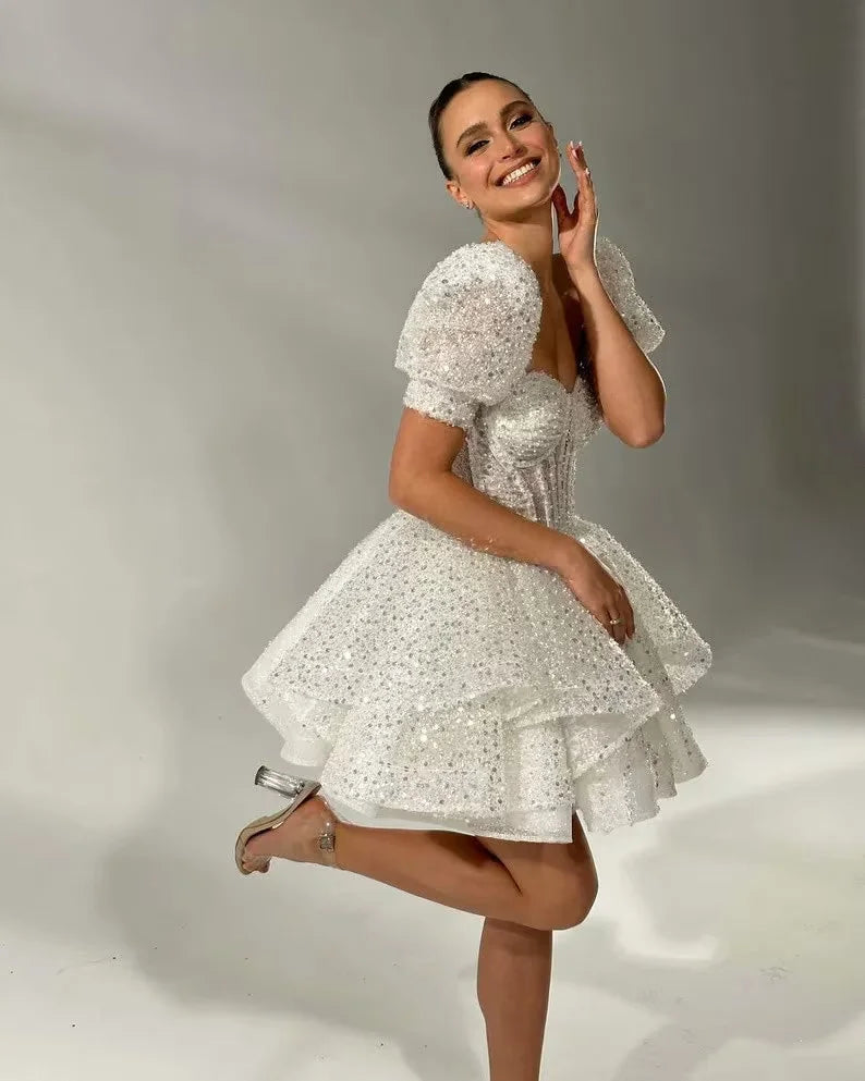 White Short Evening Sweetheart A-Line Mini Wedding Dress Detachable Sl The Clothing Company Sydney White Short Evening Sweetheart A-Line Mini Wedding Dress Detachable Sl The Clothing Company Sydney