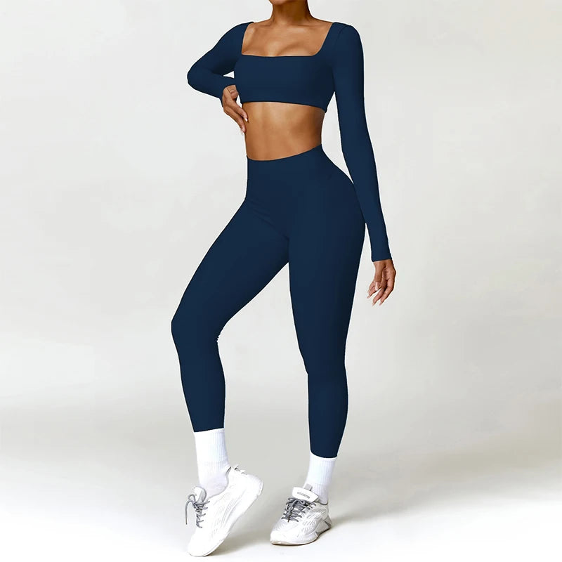 2 Piece Yoga Suit Sports Set Women Quick-Drying Gym Set Tracksuit Running Workout Long Sleeve Sports Shirt Clothing The Clothing Company Sydney