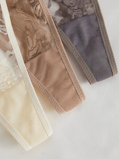 3 Pack Women's Lace Panties Underwear Adjustable Strap Floral Lace Sheer Mesh Thong G String The Clothing Company Sydney