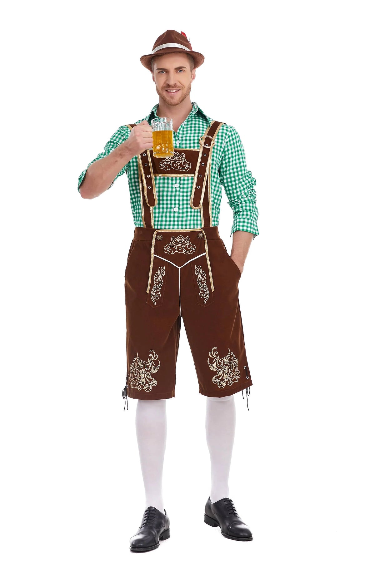 Men's Three Piece Oktoberfest Lederhosen Costume Bavarian German Festivals Suspenders Shirt Hat Male Cosplay Costume The Clothing Company Sydney