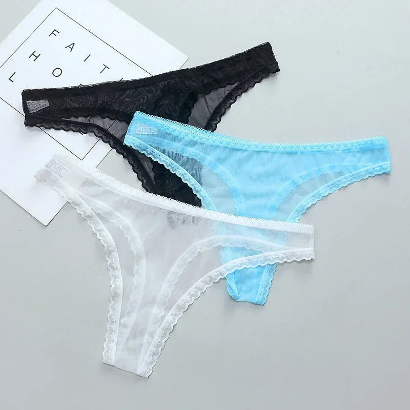 Transparent Thong Panties Women Lace See Through Mesh Bottom Seamless Low-rise T-pants Underwear The Clothing Company Sydney