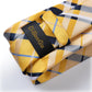 Yellow Striped Plaid Silk Ties For Men Handkerchief Cufflinks Brooch Pin Wedding Accessories Gift Set