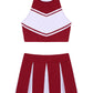 Women's Cheerleading Costume Uniform Carnival Cosplay Outfit Stand Collar Sleeveless Crop Top with Mini Pleated Skirt