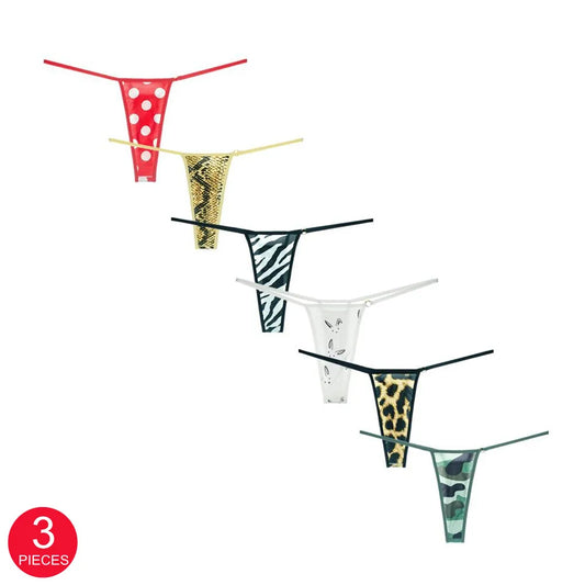 3 Pcs Printed Leopard/Zebra/Camouflage/Rabbit/Dot/Snake Thong Panties Seamless Underwear G Strings Underwear The Clothing Company Sydney