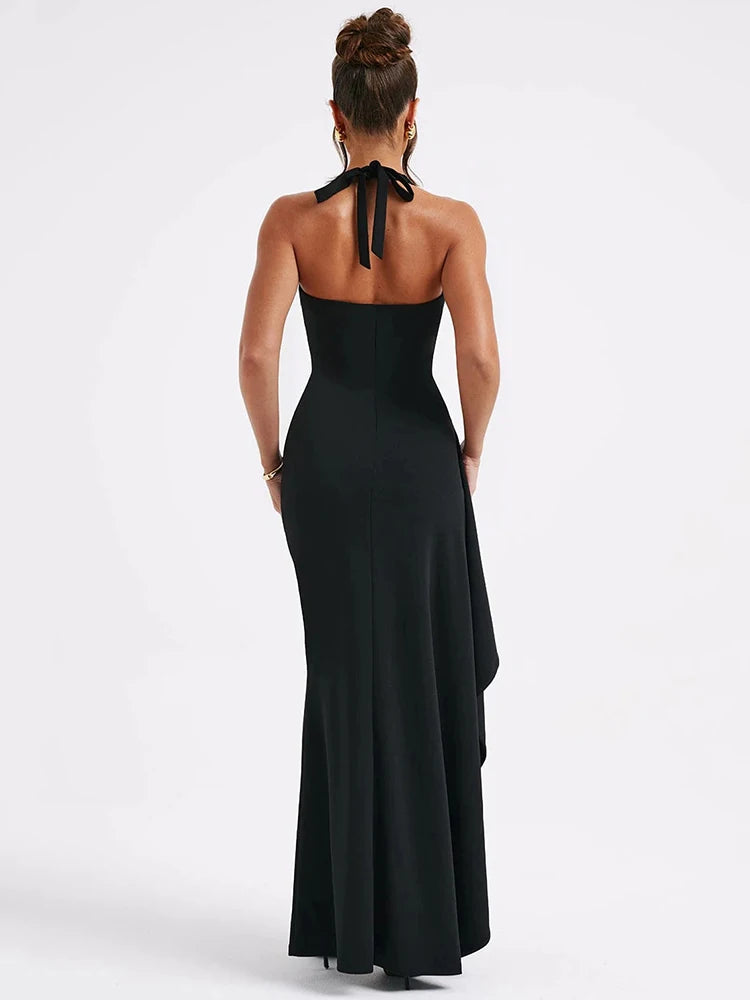 Deep V Neck Thigh High Split Maxi Halter Sleeveless Backless Bodycon Club Party Long Dress The Clothing Company Sydney