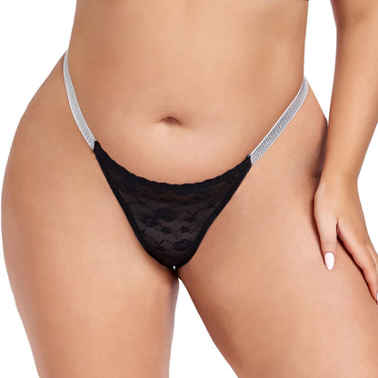 Women's lace G-string thong underwear, breathable stretch fabric, elegant plus-size panties, The Clothing Company Sydney