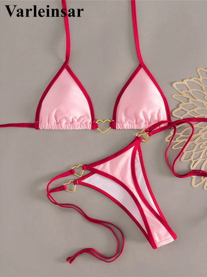 2 Piece Halter Mini Micro Thong Bikini Swimwear Swimsuit Two-pieces Bikini set Padded Bather Bathing Suit