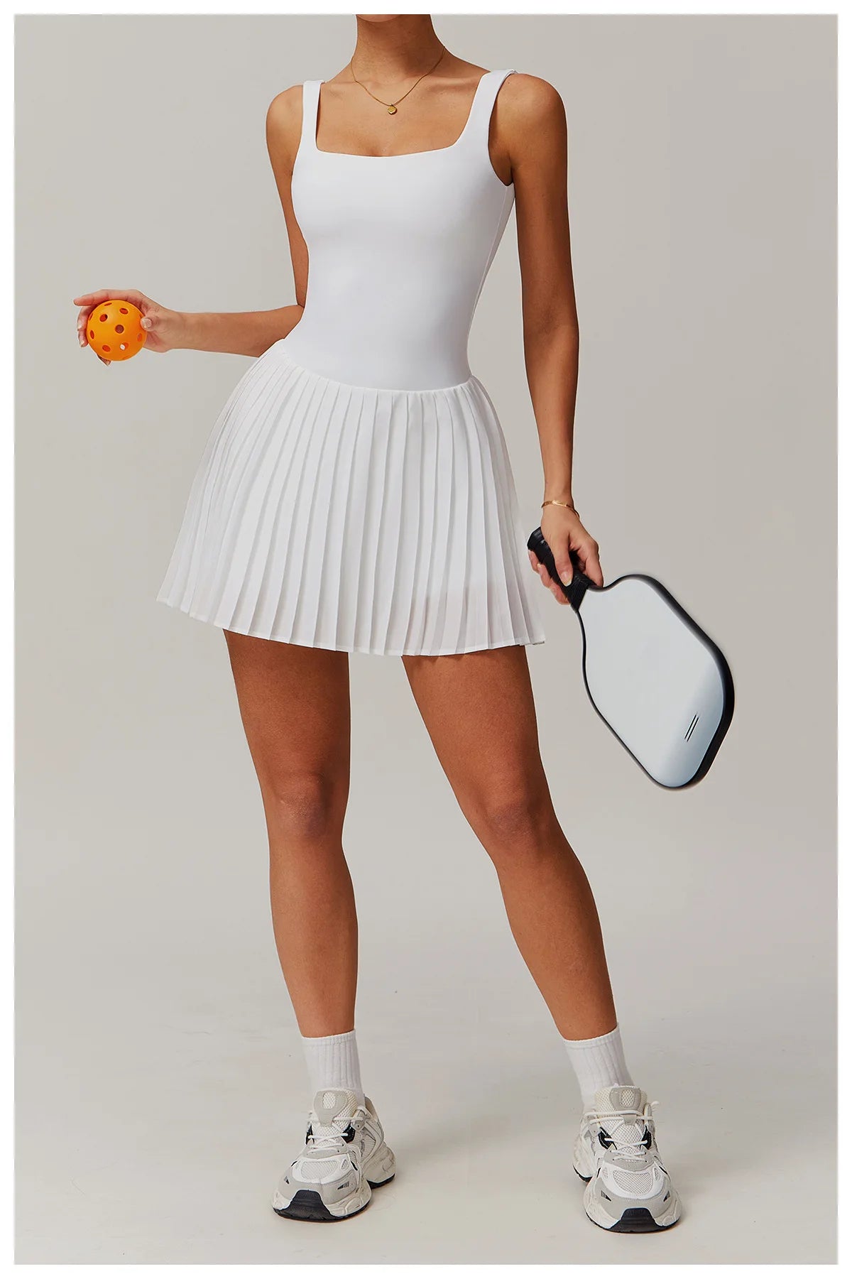 Women's Tennis Dress Jumpsuit Bottom Fitness Clothes Sports Running Pockets Pleated Skirt Sports Yoga Set Dress
