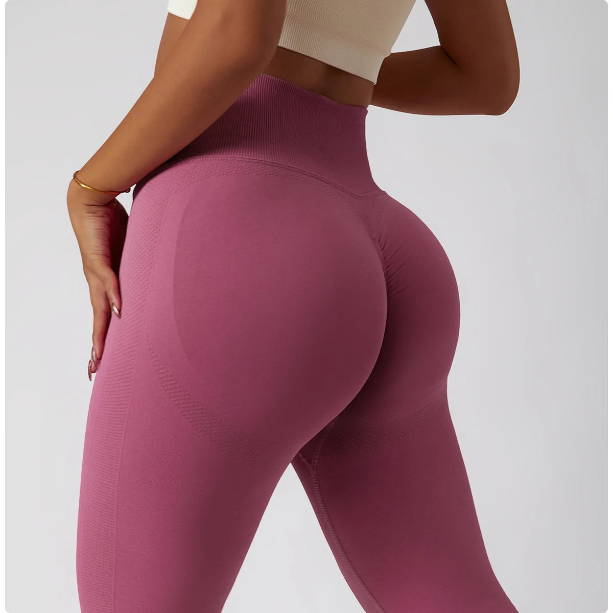 Women's Ribbed Seamless Yoga Pants High Waist Gym Leggings Sports Fitness Legging Running Tights