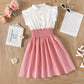 Girl's Button Design Smocked Splice Ruffled Flutter-sleeve Dress The Clothing Company Sydney